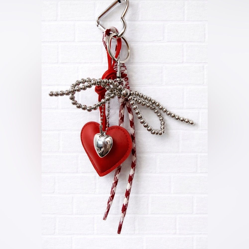 Heart Keychain with Silver Accents